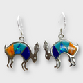 Sterling Silver Handmade Inlay Different Stones Jumping Rabbit Shape Hook Earrings