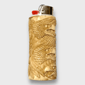 Bone Carved Handmade Eagle Head with Feathers Large Bic No Paint Detailed Lighter Case Cover