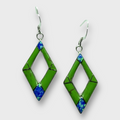 Handmade Inlay Stones Sterling Silver with Opal Hollow Diamond Shape Hook Earrings