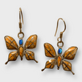 Bronze Inlay Different Stones Handmade Butterfly Shape Hook Earrings