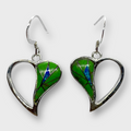 Sterling Silver Half Inlay Half Hollow Different Stones Heart Shape Hook Earrings