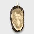 Bone Carved Handmade No Paint Wolf Head Oval Flat Back Detailed Pendant