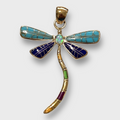 Bronze Handmade Inlay Different Stones Larger Dragonfly Pendant