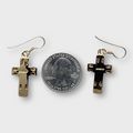 Bronze Handmade Different Stones Inlay Cross Hook Earrings