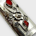 Sterling Silver Navajo Handmade with Coral Stones Small Lighter Mini Case