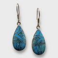 Bronze Inlay Multi-Stone Handmade Teardrop Shape Hook Earrings