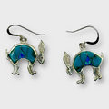 Sterling Silver Handmade Inlay Different Stones Jumping Rabbit Shape Hook Earrings