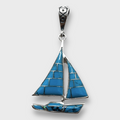 Sterling Silver Inlay Different Stones Shells Sailboat Shape Pendant