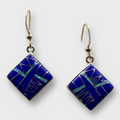 Bronze Handmade Inlay Stones Square Shape Hook Earrings