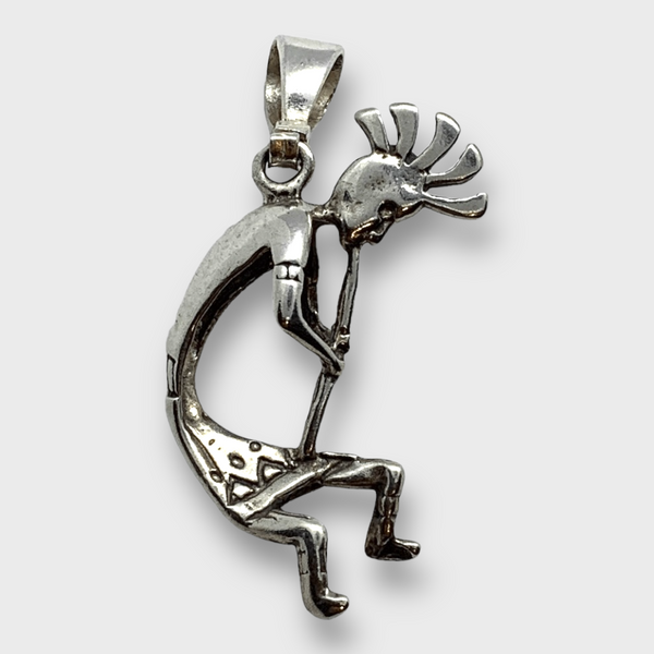 Sterling Silver Hand Engraved Plain No Stone Kokopelli Cast Pendant