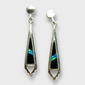 Sterling Silver Handmade Inlay Stones Arrowhead Hollow Triangle Post Earrings