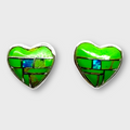 Sterling Silver Handmade Inlay Stones Heart Shape Small Stud Earrings