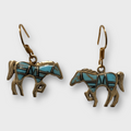 Bronze Inlay Handmade Different Stones Horse Shape Hook Earrings