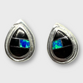 Sterling Silver Handmade Inlay Different Stones Small Teardrop Shape Stud Post Earrings