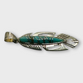 Sterling Silver Handmade Inlay Turquoise Feather Shape Pendant