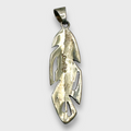 Sterling Silver Handmade Inlay Turquoise Feather Shape Pendant