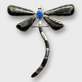 Sterling Silver Handmade Inlay Different Stones Dragonfly Shape Pin and Pendant