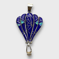 Sterling Silver Inlay Handmade Stones Hot Air Balloon Shape Pendant