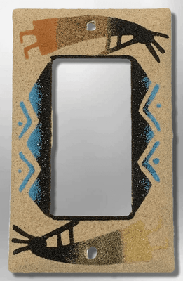 Native Navajo Handmade Sand Painting Two Kokopelli 1 Standard Single Rocker Switch Plate Cover