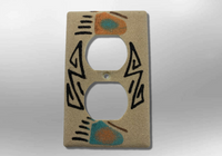 Navajo Handmade Sand Painting 2 Bear Paw 1 Standard Duplex Outlet Plate Cover - Kachina City