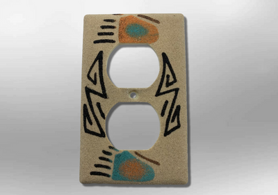 Navajo Handmade Sand Painting 2 Bear Paw 1 Standard Duplex Outlet Plate Cover