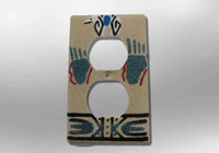 Navajo Handmade Sand Painting Bear W/ Paw 1 Standard Duplex Outlet Plate Cover - Kachina City