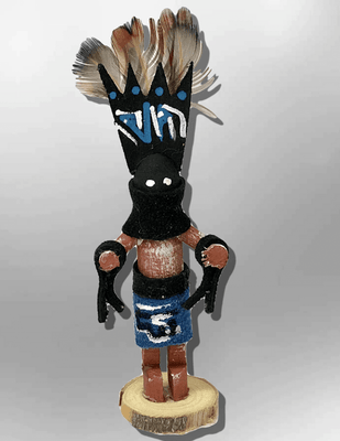 Navajo Handmade Painted Aspen Wood 3'' Inch Apache Crown Dancer Kachina Doll