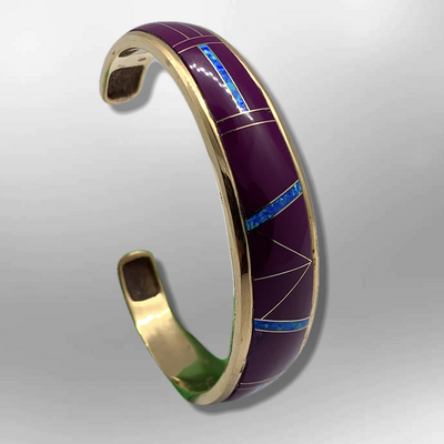 Bronze Full Inlay Different Stones with Opal Cuff Bracelet