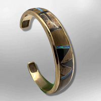 Bronze Full Inlay Different Stones with Opal Cuff Bracelet - Kachina City