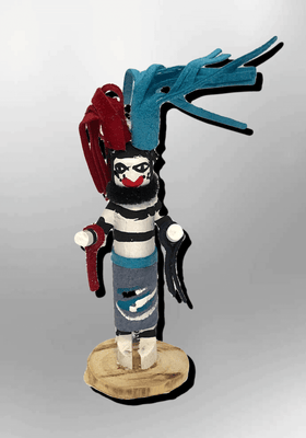 Navajo Handmade Painted Aspen Wood 3'' Inch Clown Kachina Doll