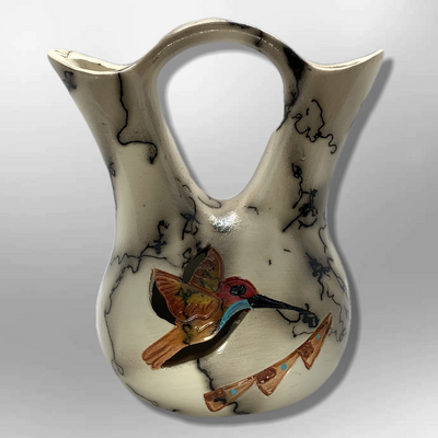 Handmade Small Horse Hair Hummingbird Wedding Vase Pottery