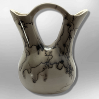 Handmade Small Horse Hair Pueblo Design Wedding Vase Pottery - Kachina City