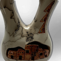 Handmade Small Horse Hair Pueblo Design Wedding Vase Pottery - Kachina City