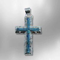 Sterling Silver Inlay different Stones Breathable Cross Pendant - Kachina City