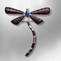 Sterling Silver Handmade Inlay Different Stones Dragonfly Shape Pin and Pendant - Kachina City