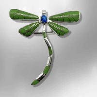 Sterling Silver Handmade Inlay Different Stones Dragonfly Shape Pin and Pendant - Kachina City