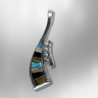 Sterling Silver Handmade Inlay Stones Instrument Horn Shape Pendant - Kachina City