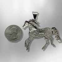 Sterling Silver Handmade Inlay Different Stones Large Horse Pendant - Kachina City