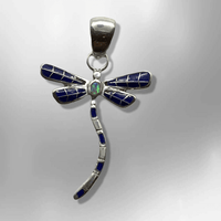 Sterling Silver Inlay Handmade Different Stone Small Dragonfly Pendant - Kachina City
