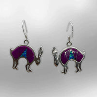 Sterling Silver Handmade Inlay Different Stones Jumping Rabbit Shape Hook Earrings - Kachina City