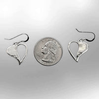 Sterling Silver Half Inlay Half Hollow Different Stones Heart Shape Hook Earrings - Kachina City
