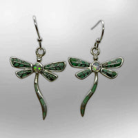 Sterling Silver Small Inlay Different stones with Opal Dragonfly Hook Earrings - Kachina City