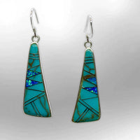 Sterling Silver Inlay Different Stones With Opal Slap Hook Earrings - Kachina City