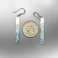 Sterling Silver Inlay Handmade Stones with opal Long Stick Shape Hook Earrings - Kachina City
