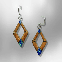 Handmade Inlay Stones Sterling Silver with Opal Hollow Diamond Shape Hook Earrings - Kachina City