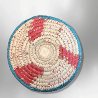 Handwoven Palm Southwestern Leaves Mini Round Three Colored Basket - Kachina City