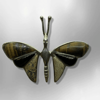 Sterling Silver Handmade Inlay Multi Stone Butterfly Shape All in One Pin and Pendant - Kachina City