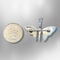Sterling Silver Handmade Inlay Multi Stone Butterfly Shape All in One Pin and Pendant - Kachina City