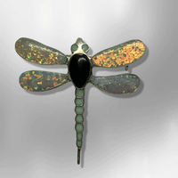 Sterling Silver Inlay Handmade Dragonfly Shape Multi Stone with Opal Pin - Kachina City