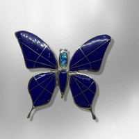 Sterling Silver Inlay Handmade Different Stones Butterfly Shape Pin and Pendant - Kachina City